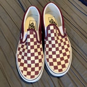 Burgundy checkered Vans
